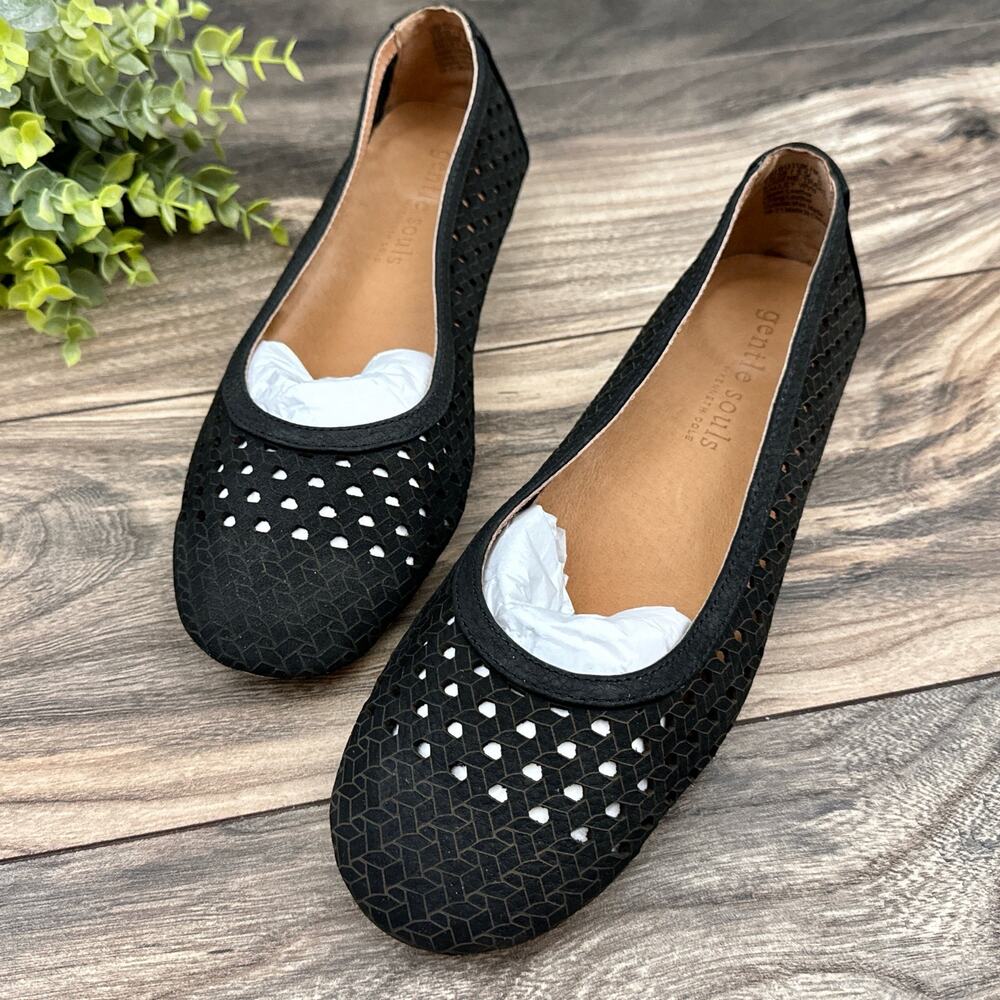 NWOB Gentle Souls by Kenneth Cole Eugene Woven Travel Ballet Flats 7.5M Leather